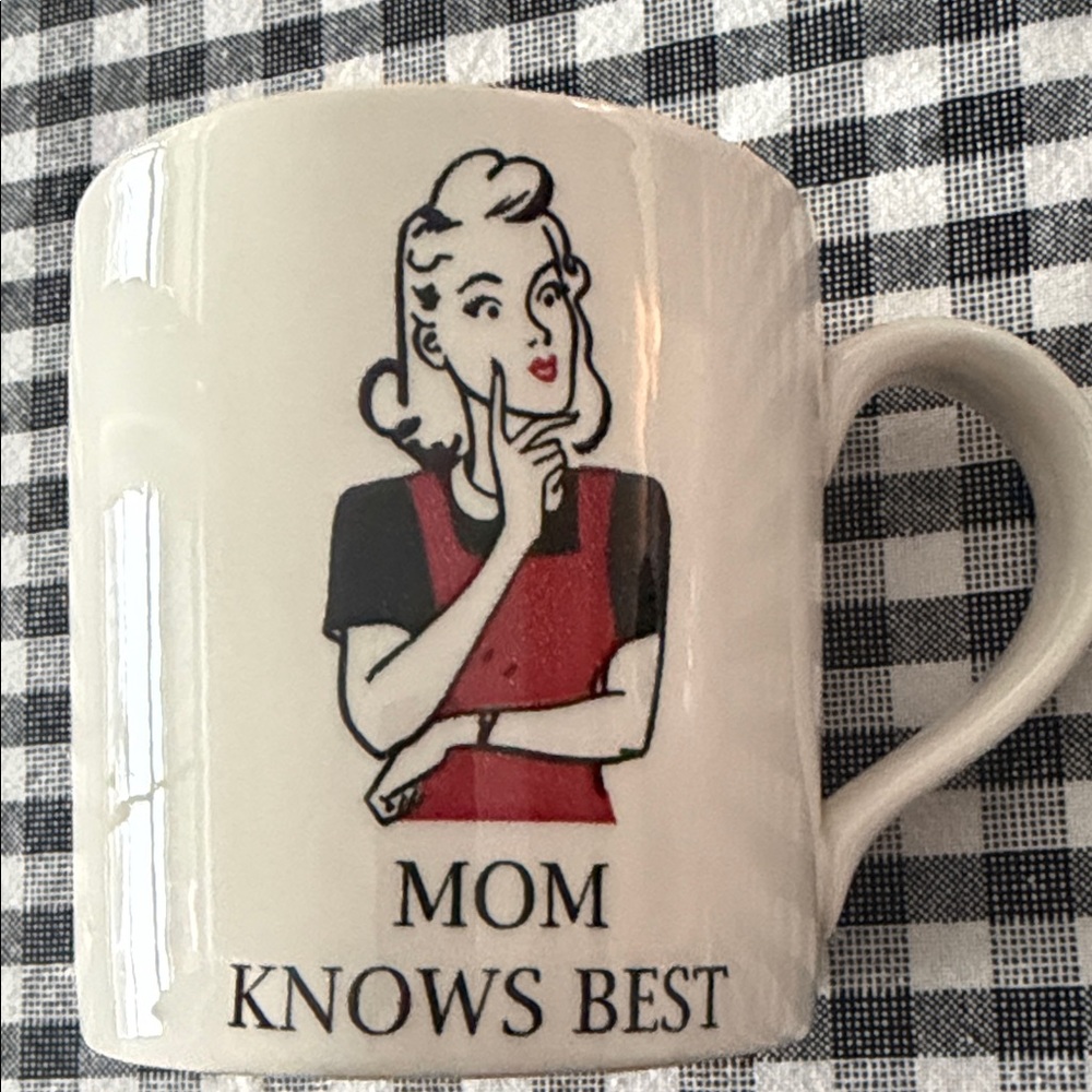 Stafford Mom Knows Best Mug - White, Black, and Red